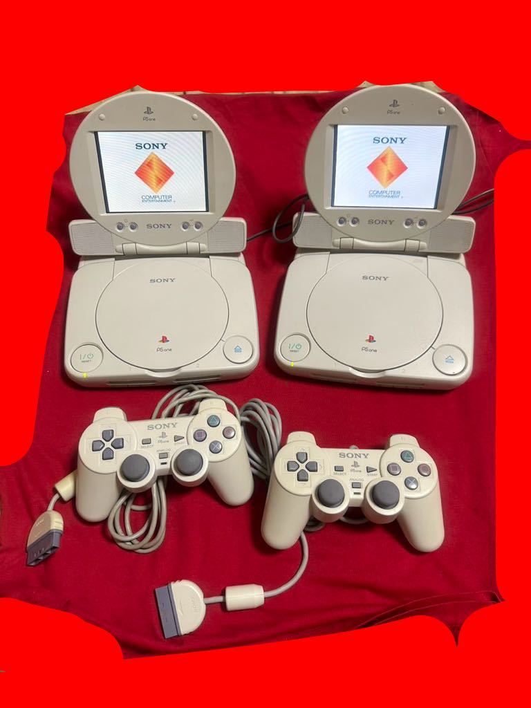 PSone SCPH-100 本体一式＋LCD液晶モニター SCPH-130 COMBO SONY ソニー PlayStation one プレイステーション　コントローラー 2x