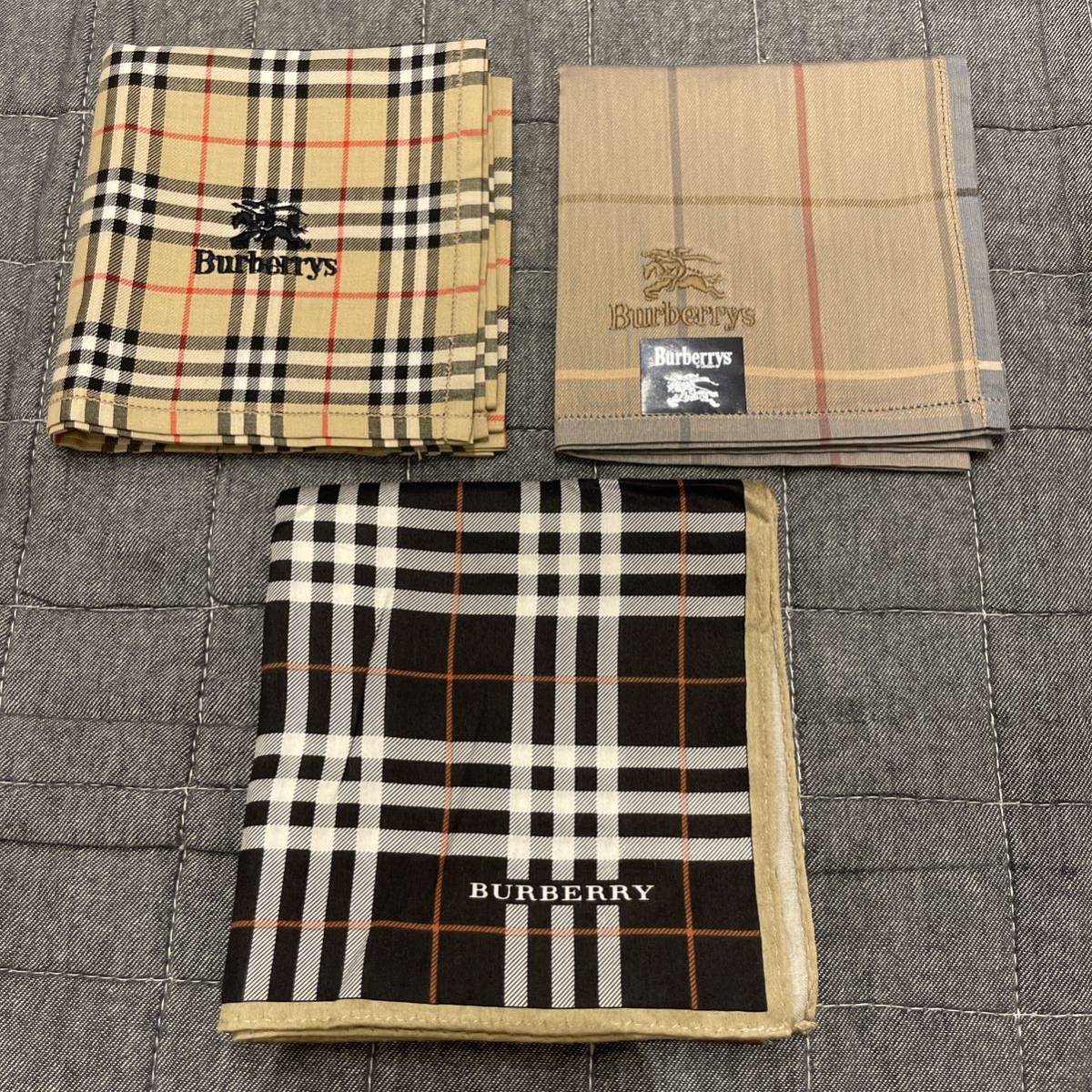 新品未使用品 Burberry バーバリー ノバチェック ハンカチ 3枚セット