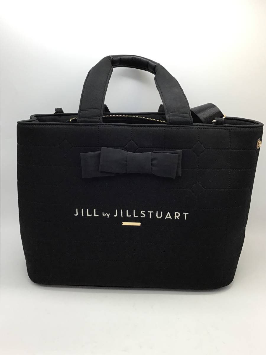 #6479 jill by jillstuart / ジルバイジルスチュアート リボンステッチトートバッグ 2way ブラック リボン_画像1