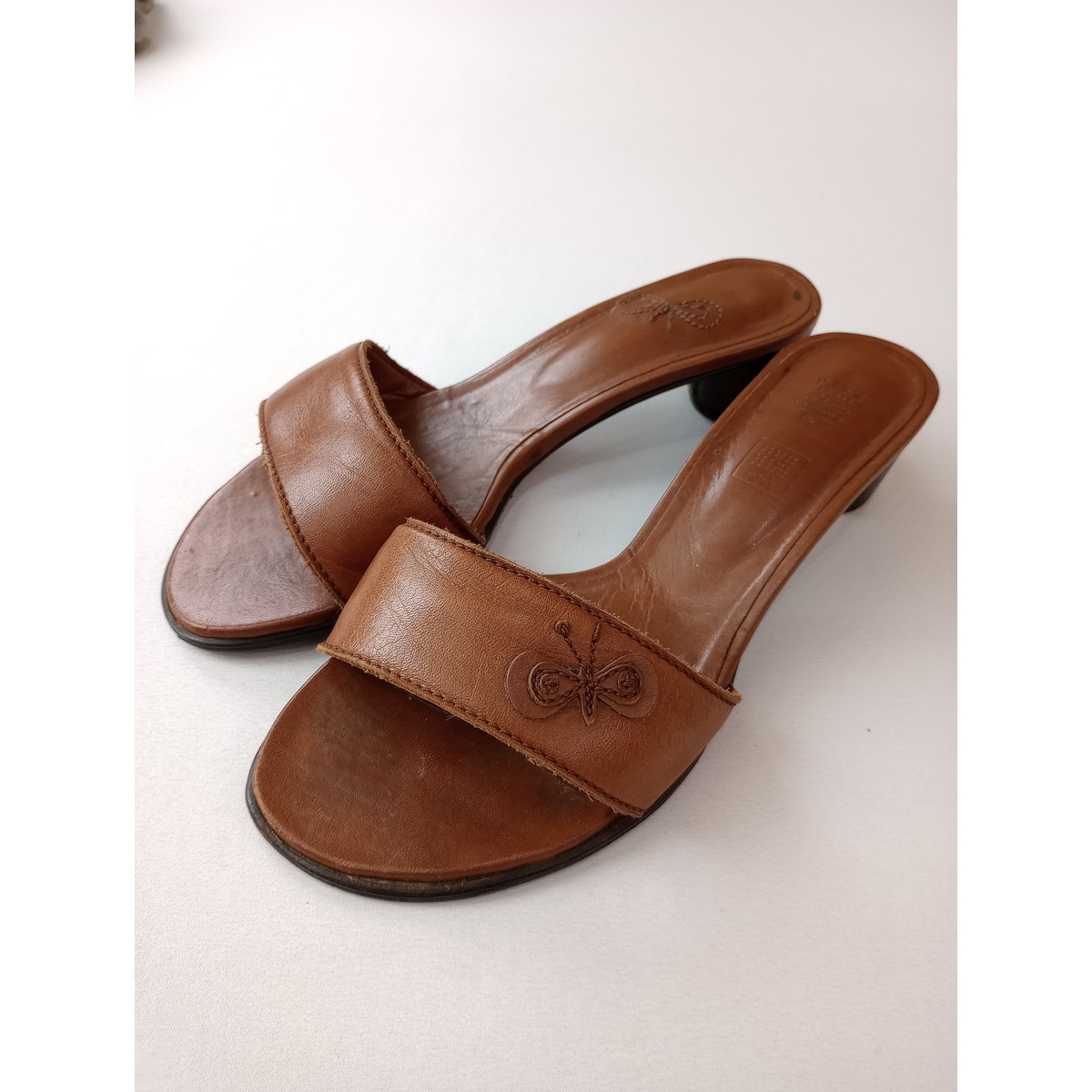 mina perhonen × POE mina perhonen leather sandals Brown 36