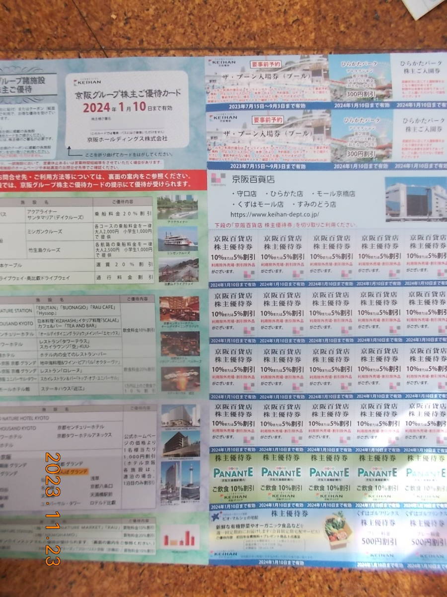 ◆京阪電鉄株主優待乗車券７枚 +京阪グループ諸施設 株主ご優待 一式◆ 京阪百貨店買い物優待 ・ひらかたパーク入園券 ・ ひらパー _画像2