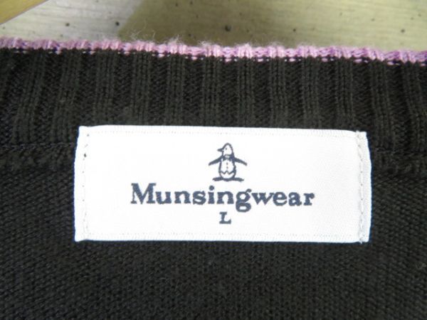 1011b7◆良品です◆日本製◆MUNSINGWEAR マンシング アーガイル柄 ウールニットセーター L/ゴルフ/ジャケット/ポロシャツ/レディース/女性_画像7