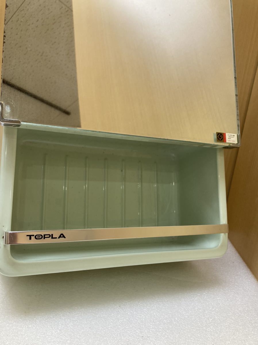 YK8123 TOPLA　東プラ　ウォールキャビネット　TW-T350 インテリア　洗面化粧台　鏡　黄緑　レトロ　幅約30.5cm 高さ約50.5cm 奥行約13.6cm_画像2