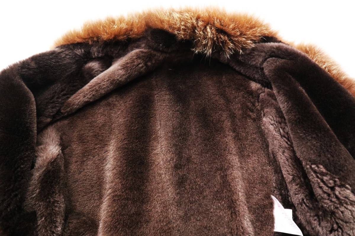 ミアカーナ　MIA CARNA　レディース　ムートンジャケット　ショートコート　羊毛皮　サイズ：9号　ブラウン_画像6
