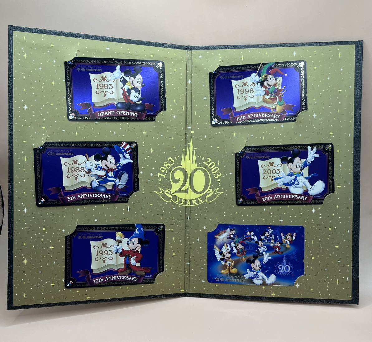 ディズニーランド ミッキーマウステレホンカード 20周年記念テレカ 6枚の画像1