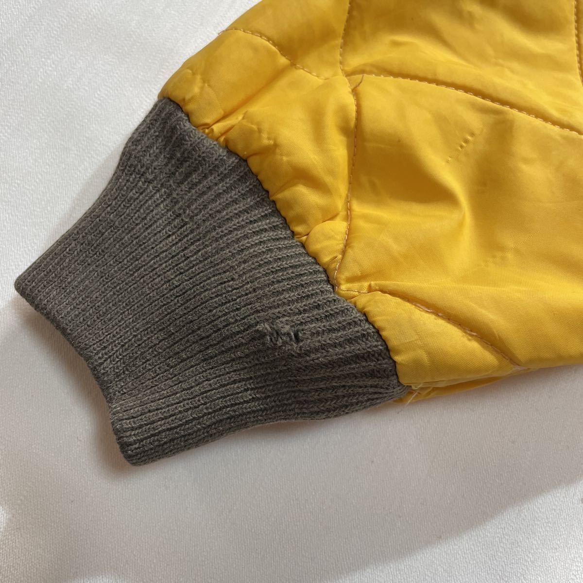 ビッグサイズ☆60s 70s ナイロン キルティングジャケット 黄色 カーキ ビンテージ フルジップ マスタード からし USA製 中綿_画像8
