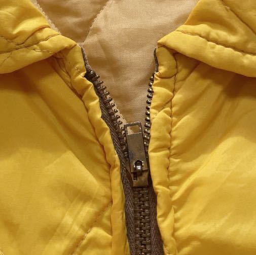 ビッグサイズ☆60s 70s ナイロン キルティングジャケット 黄色 カーキ ビンテージ フルジップ マスタード からし USA製 中綿_画像6