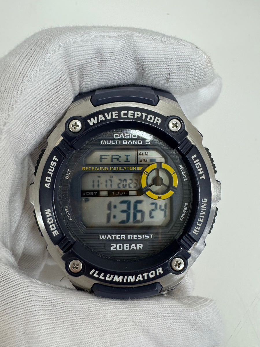 △CASIO カシオ wave ceptor ウェーブセプター WV-M200 腕時計 デジタル 電波 メンズ ラバーバンド 稼動品 (KS11-99)_画像1