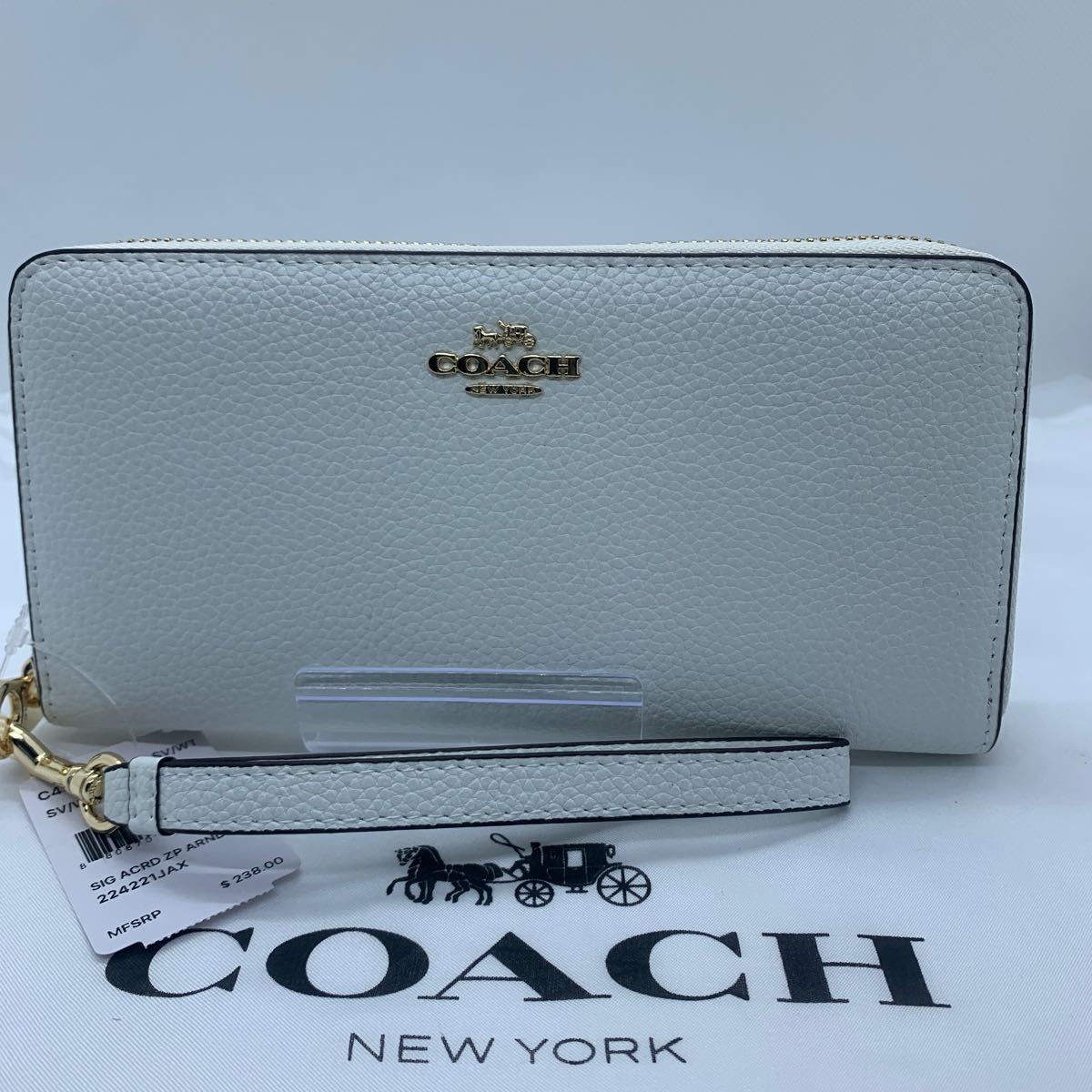 新品未使用　コーチ COACH ファスナー付長財布　ホワイト　C4451_画像1