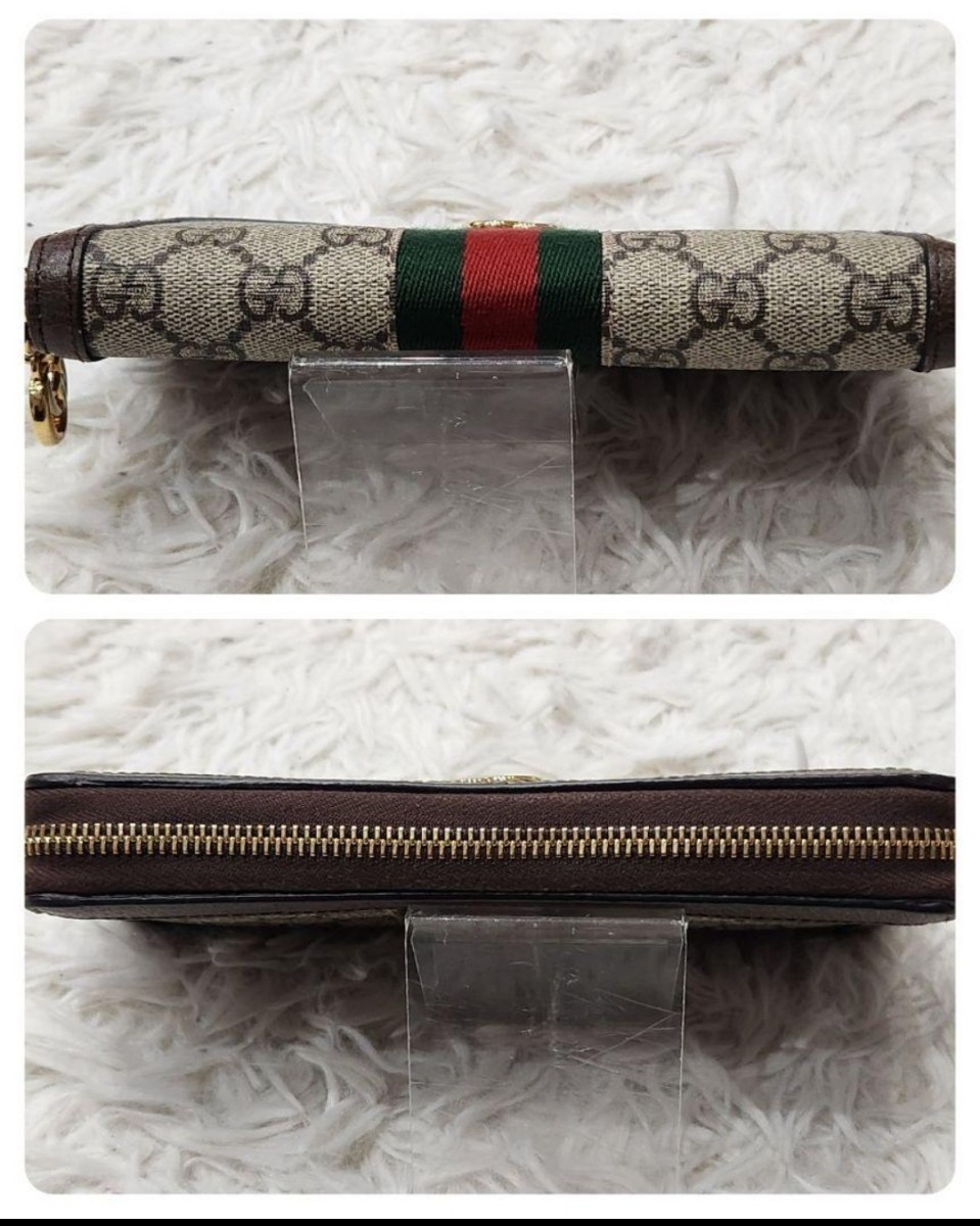 【極美品】【未使用に近い】GUCCI グッチ　ジッピーウォレット　523154　GGキャンバス　シェリーライン　ダブルG　ゴールド金具　男女兼用_画像6