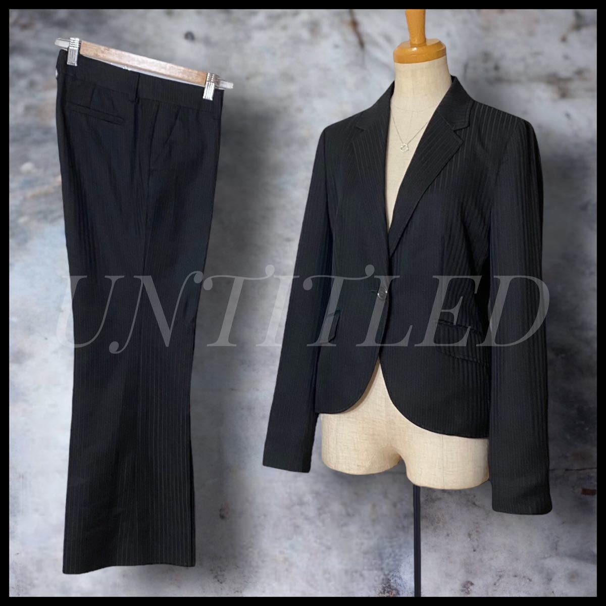 【UNTITLED】シルク混 ストライプ パンツスーツ セットアップ サイズ3
