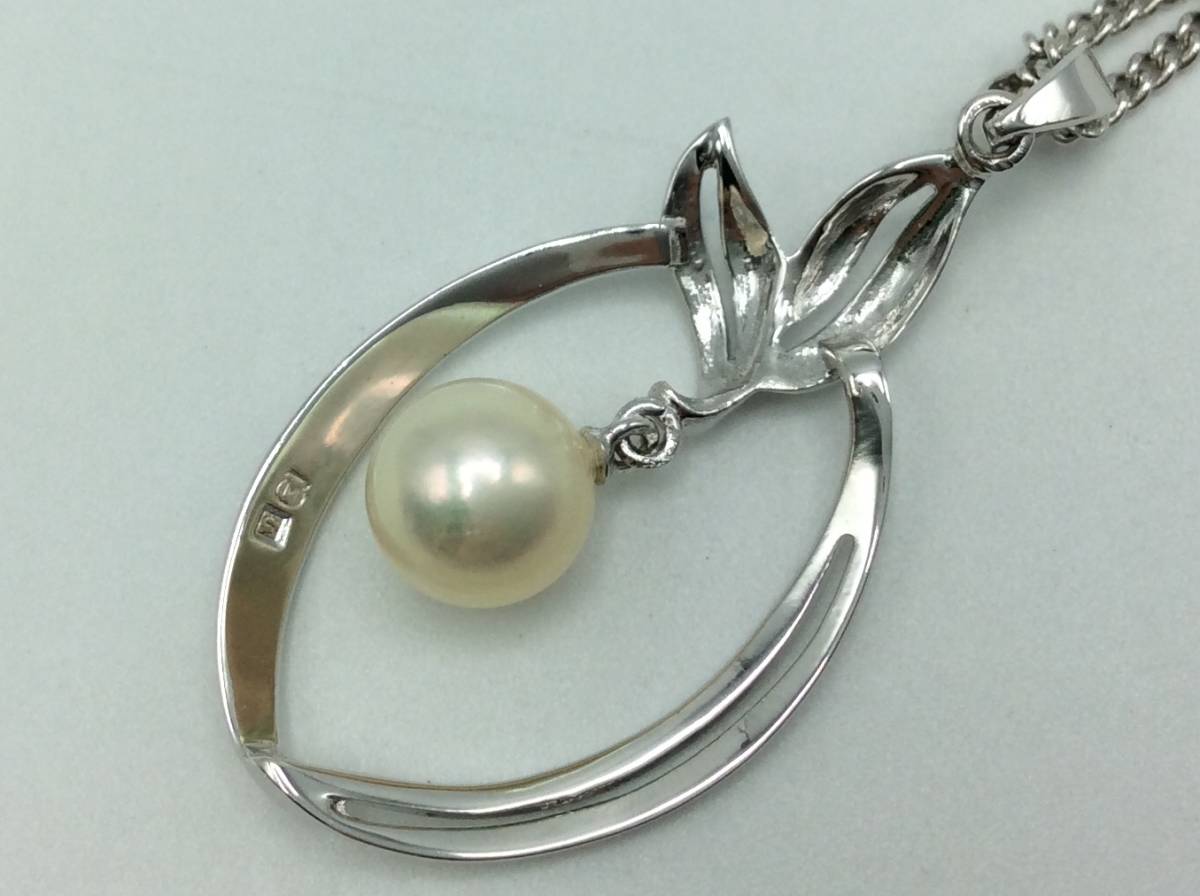 PP16★ MIKIMOTO ミキモト 1粒 パール 約7㎜ シルバー ペンダント ネックレス S刻印 Ｍ刻印 現状品 総重量約4.4g ★_画像6