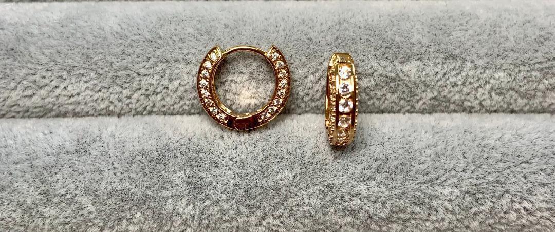 208* new goods unused * man and woman use Gold earrings zirconia pave high class 3ACZ diamond Korea jewelry accessory wedding stylish Street 