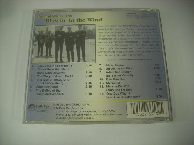 ■ 輸入USA盤 CD 　THE CHAD MITCHELL TRIO / BLOWIN' IN THE WIND チャド・ミッチェルトリオ 風に吹かれて FOLK ERA FE3313CD ◇r51102_画像2