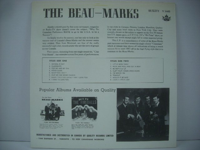 ■ 輸入CANADA盤 LP 　THE BEAU-MARKS / ONE BY ONE! ROCK AND ROLL HAS GOT A BEAT ボーマークス ロカビリー QUALITY V-1683 ◇r51123_画像2