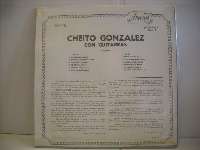 ● 輸入USA盤 LP CHEITO GONZALEZ CON GUITARRAS / シェイト・ゴンザレス コンギターラス ラテン ANSONIA SALP 1316 ◇r51124_画像2