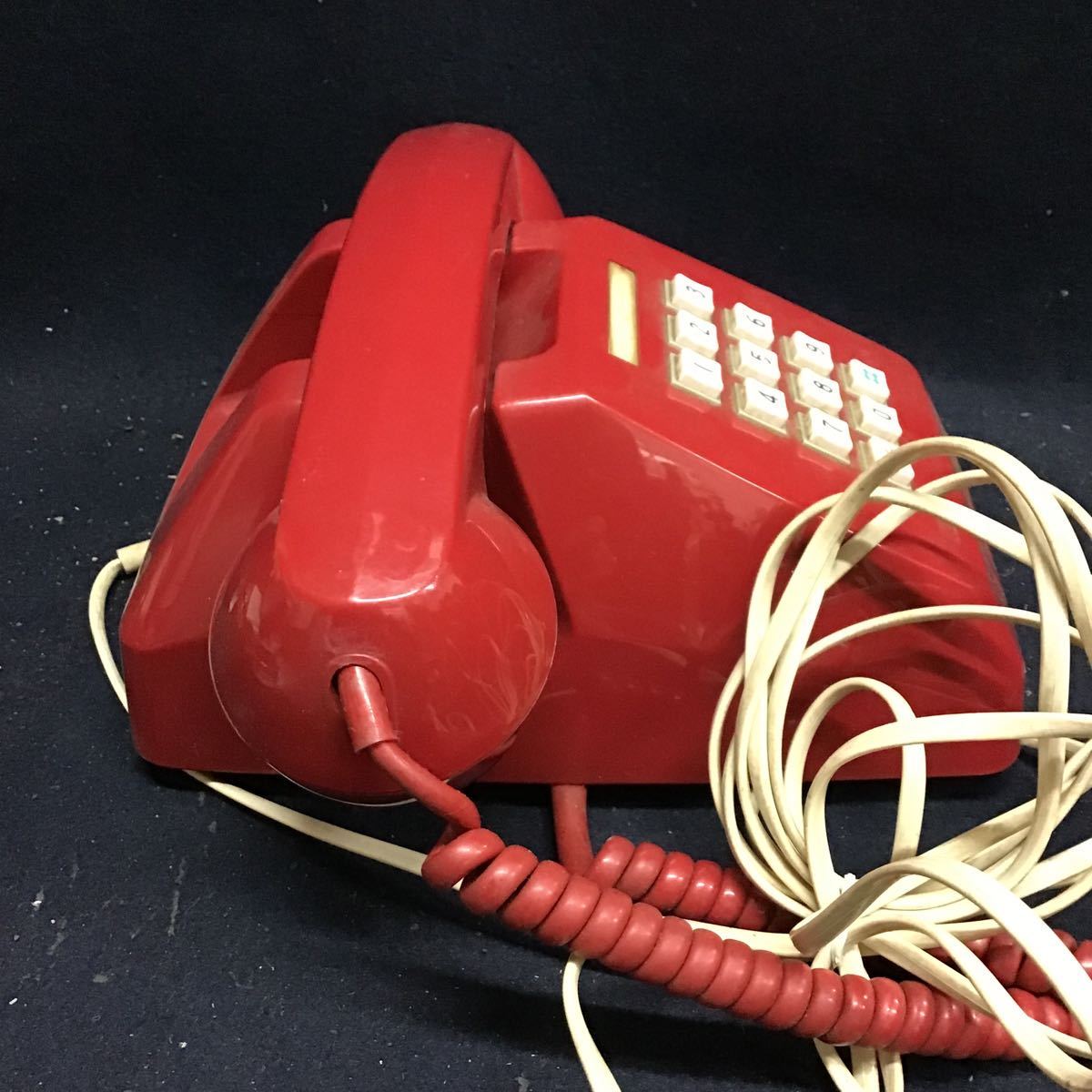 昭和レトロ 電電公社 プッシュ プッシュホン NTT 昭和60年頃 電話 ワインレッド レトロ TEL インテリア 赤色の画像7