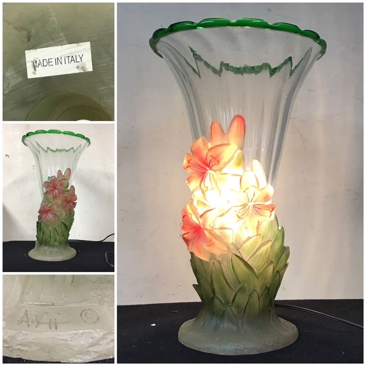  стол лампа Vintage ночник освещение автор предмет MADE IN ITALY Италия производства стеклянный античный 
