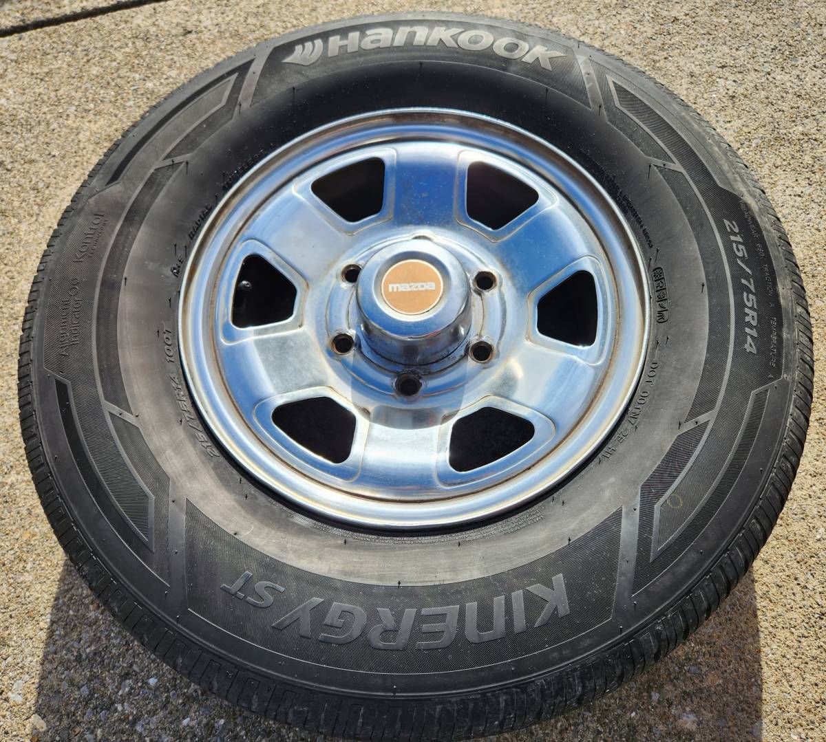 US MAZDA B2000 希少 純正ホイール 14インチ 5本セット 215/75R14 HANKOOK KINERGY ST 純正センターキャップ B2200 B2600 Bシリーズ 引取り_画像1