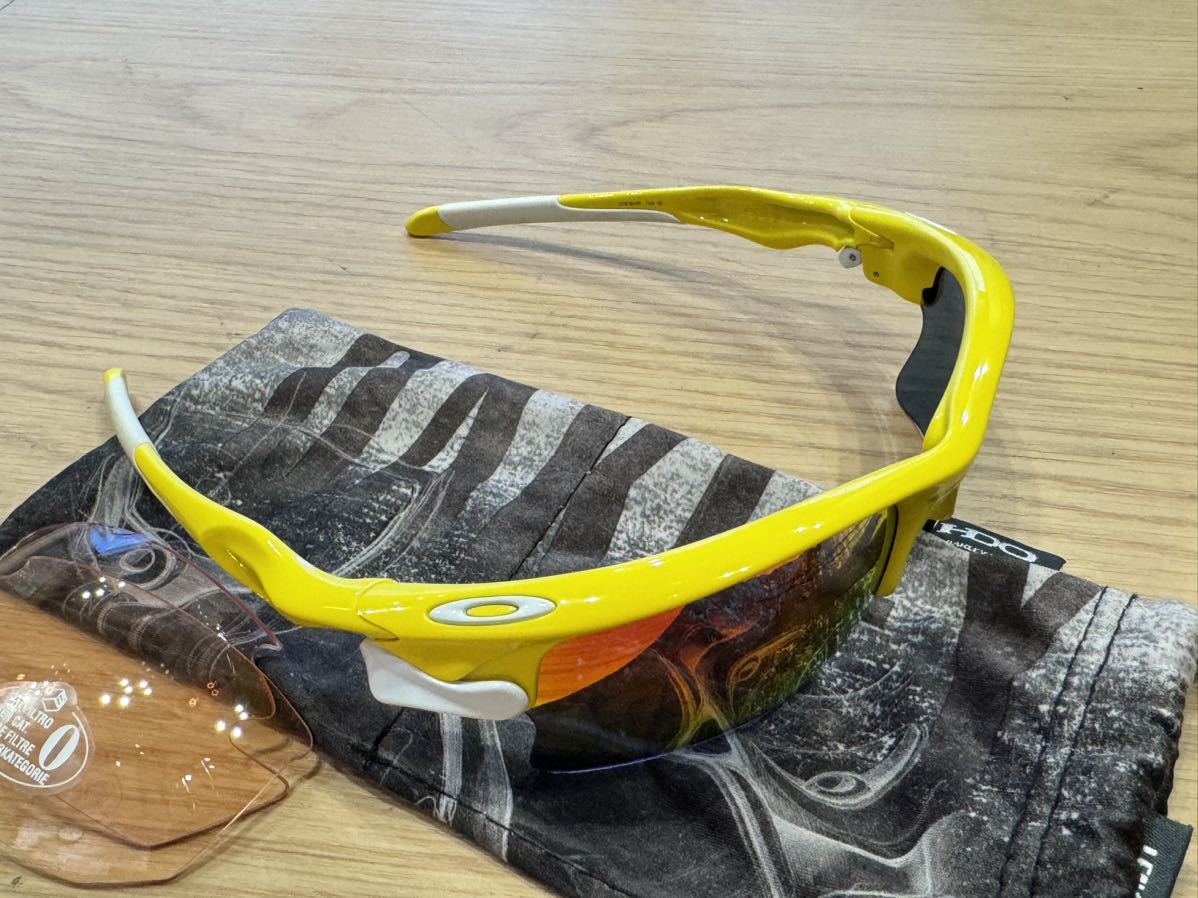 ■超美品■OAKLEY オークリー FAST JACKET アジアンフィット イエローフレーム スポーツサングラス ミラー 替レンズ ロードバイク P0156_画像4