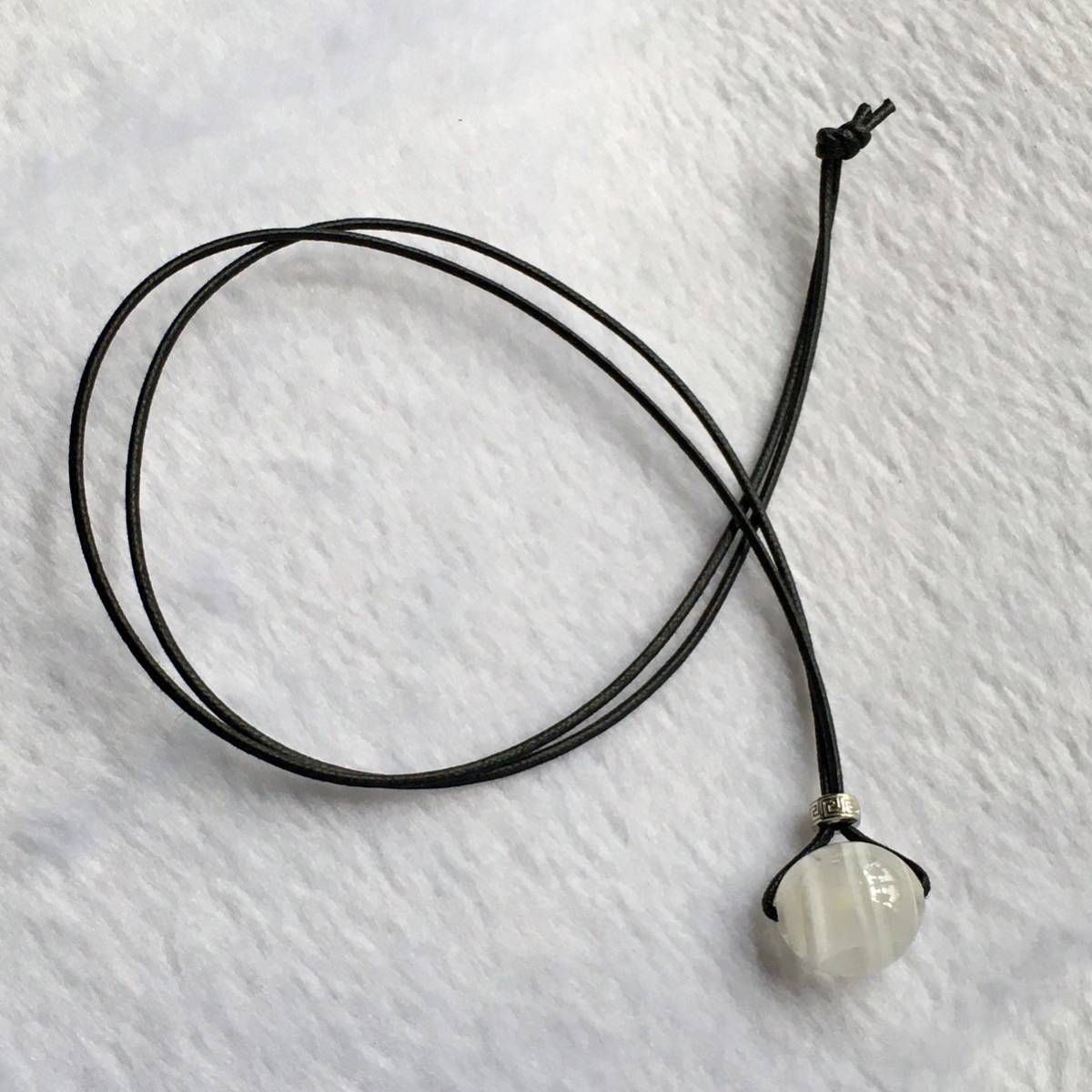 ( free shipping ) handmade glass tonbodama cord. pendant clear white marble 