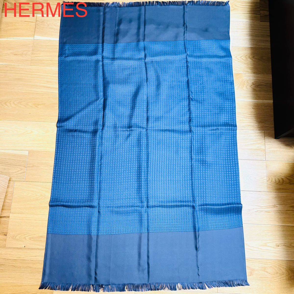 希少 HERMES エルメス ストール シルク 大判スカーフ メンズ