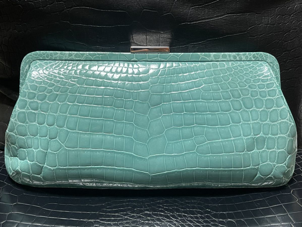  Tiffany blue blue crocodile leather gama. clutch bag bag wani purse black ko. pouch .. leather bag TIFFANY have gaiters leather mobile smartphone storage 