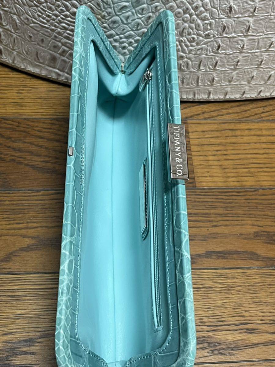  Tiffany blue blue crocodile leather gama. clutch bag bag wani purse black ko. pouch .. leather bag TIFFANY have gaiters leather mobile smartphone storage 