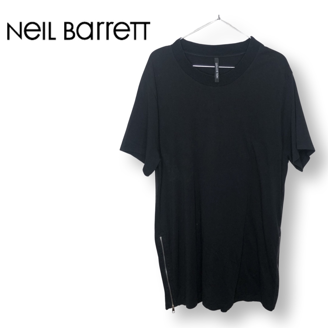 ☆Neil Barrett ニールバレット BLACK BARRETT ブラックバレット☆メンズ ユニセックス サイドジップ オーバーサイズ Tシャツ M 管:D:11