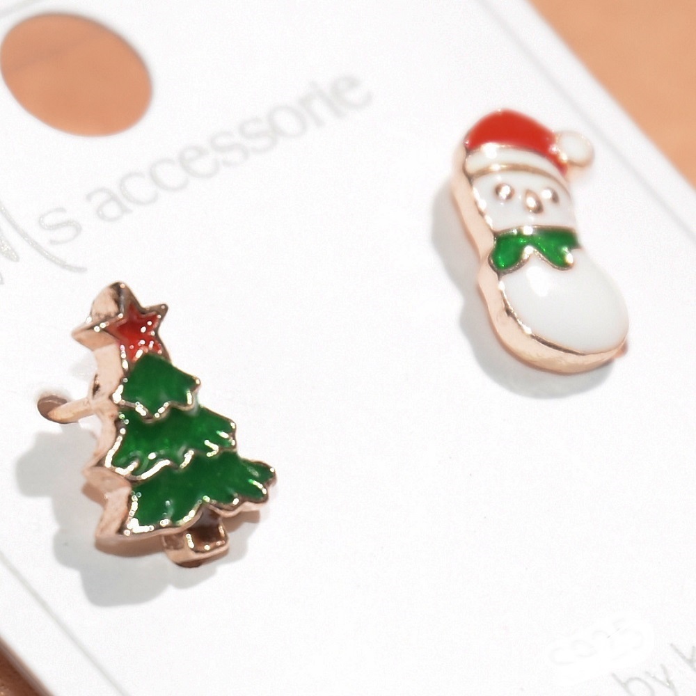 ★クリスマスピアス★クリスマスツリー★雪だるま★スノーマン★新品★Ｗ５２_画像2