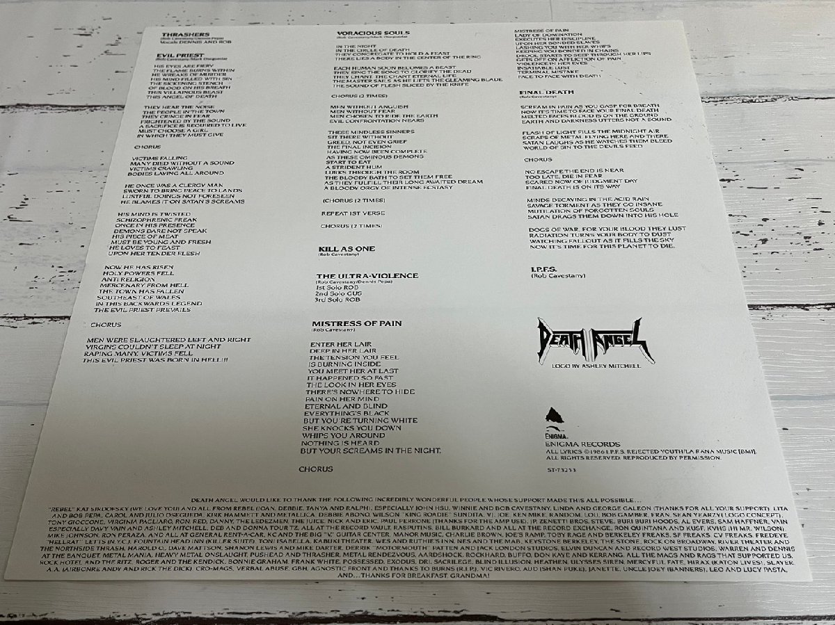 ■ Death Angel デスエンジェル The Ultra-Violence ST-73253 LP レコード US盤 歌詞カード 付 シュリンク有 ★_画像10