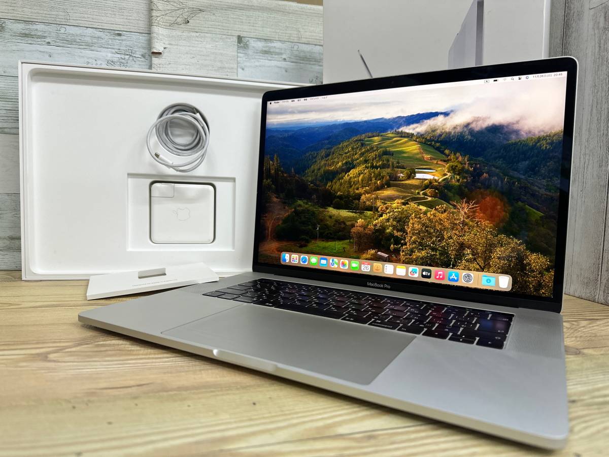 【美品♪】MacBook Pro 2018[Core i7 8850H 2.6GHz/RAM:16GB/SSD:512GB/15.4インチ/タッチバー]Sonoma シルバー 動作品_画像1