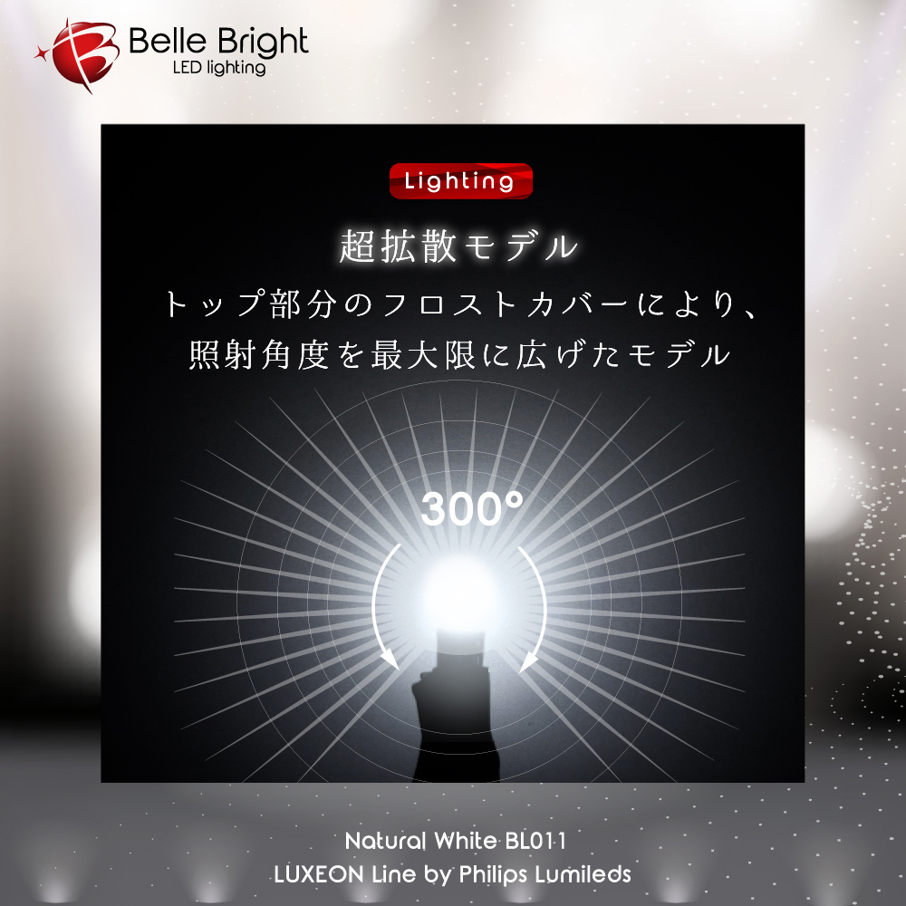 1年保証 T10 LEDバルブ 5700K ふんわり広がるポジション球 2個セット BL011-57 白 ナンバー灯 代引き可_画像3