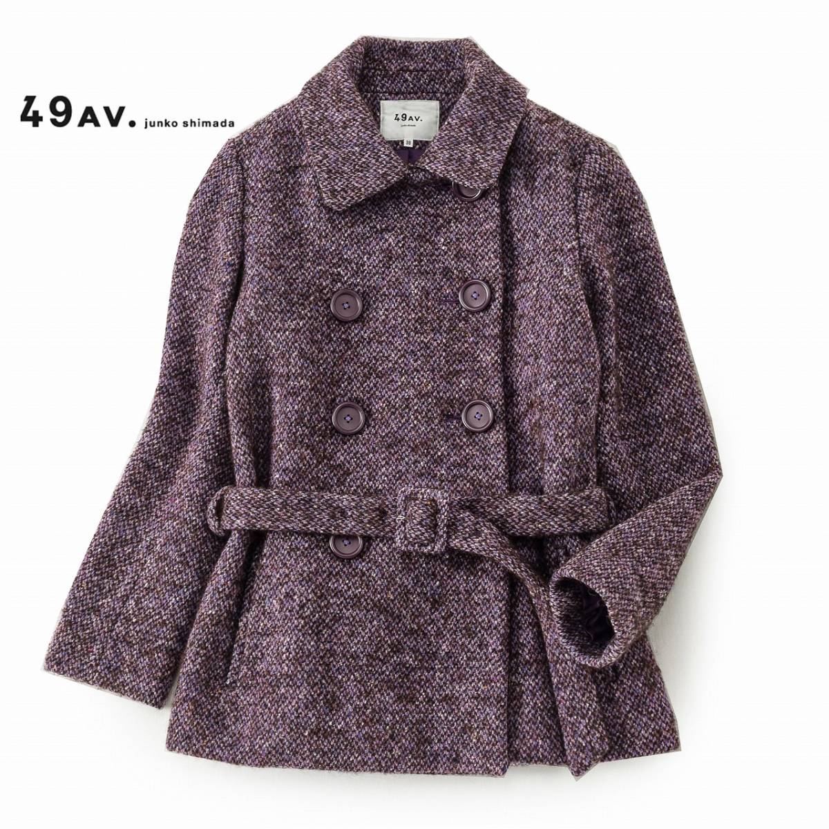 美品★49AVジュンコシマダ★38size/9号★コートK020_画像1