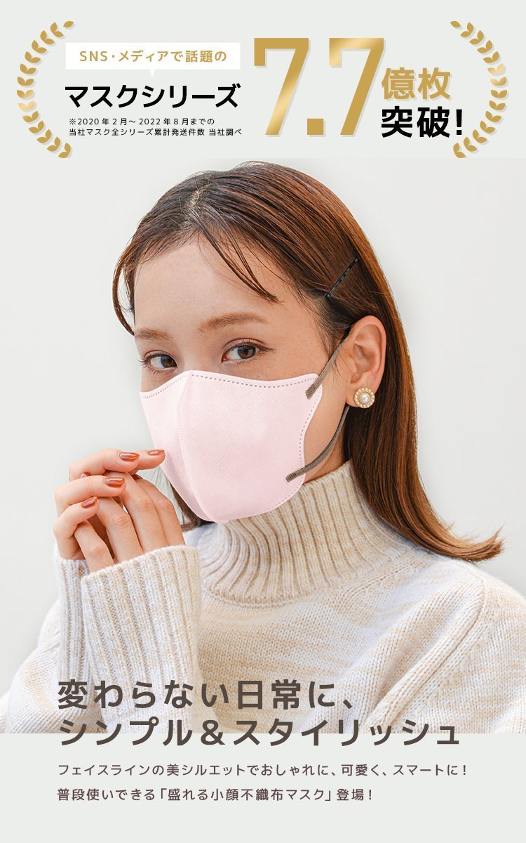 【セール】ライラックアッシュ バイカラー 立体 3D 不織布マスク 20枚入り Mサイズ 両面カラー 感染症 花粉症 インフル 対策 JewelFlapMask_画像2