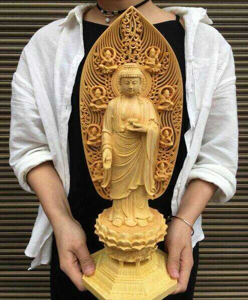 【限定品】 黄楊木 実木彫刻手工芸品人物仏像如来置物南無阿弥陀仏 仏像