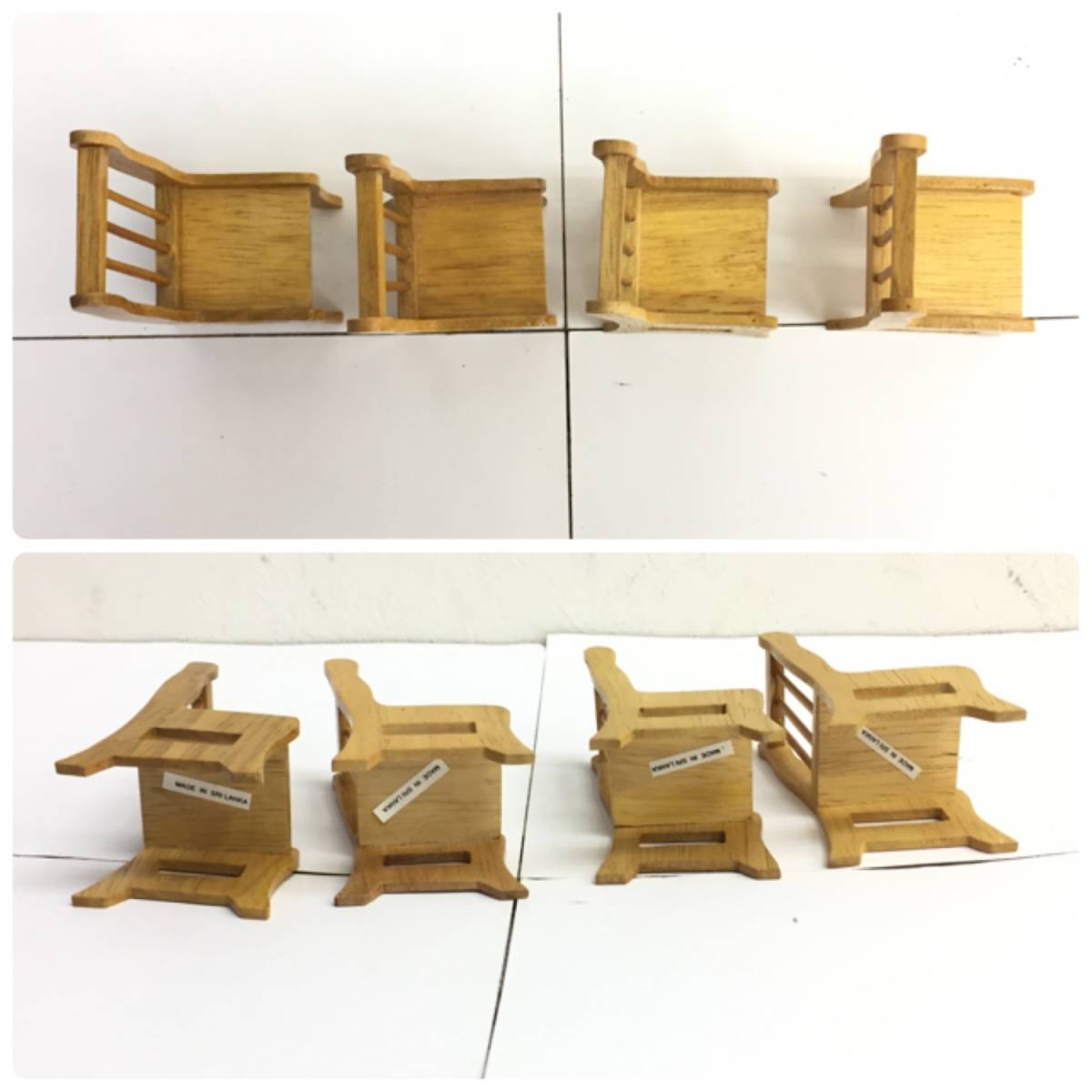 [雑貨] ミニチュア：模型 机1個・椅子4個のセット ドールやフィギュアなどに 置物 インテリア 可愛い 木製のような質感 スリランカ製_画像7