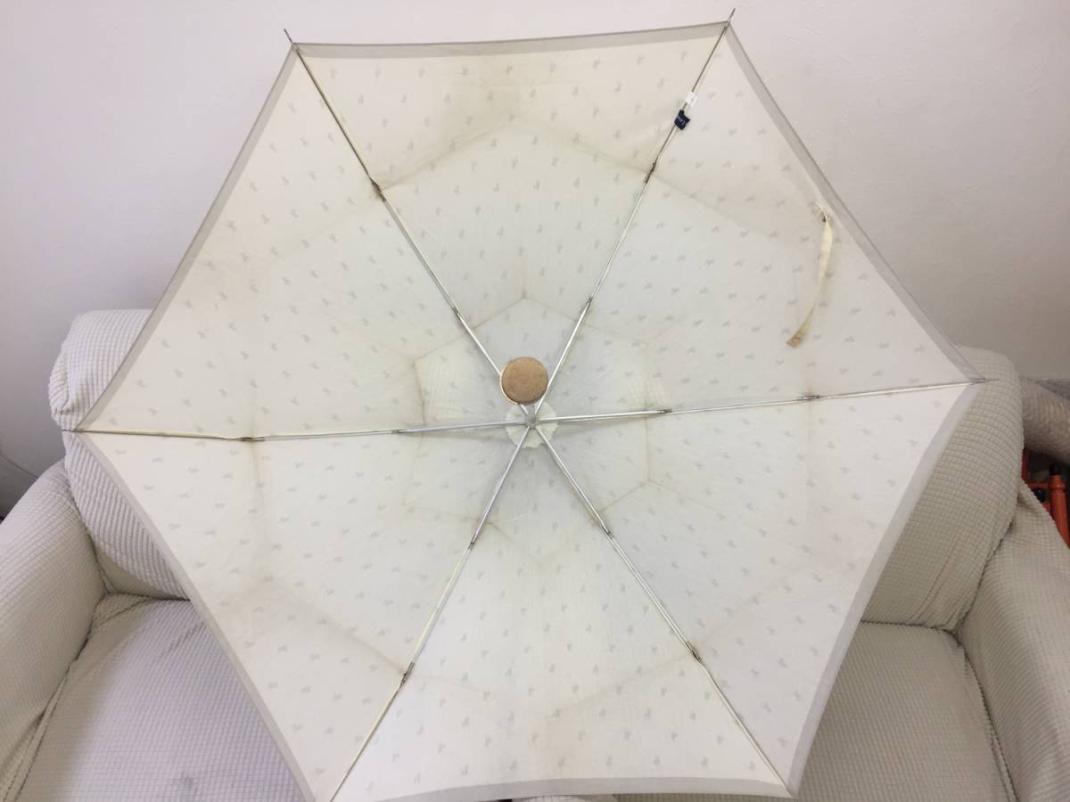 [雨具] 折りたたみ傘「Ralph Lauren：ラルフローレン」クリーム色系 汚れあり 使用感あり 折り畳み 折畳 傘_画像5