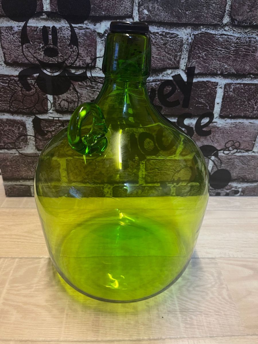 アンティークグリーンガラス瓶 花瓶 貯金箱 インテリア