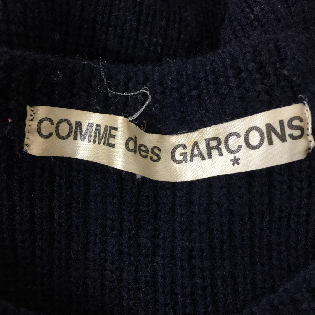 COMME des GARCONS コムデギャルソン 90s ウール ニット セーター プルオーバー AD1995 ヴィンテージ 紺_画像3