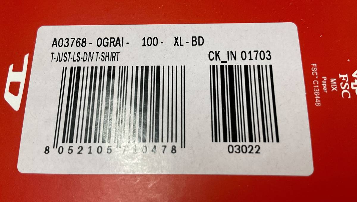 ディーゼル　長袖Tシャツ 20B23　XLサイズ　ホワイト　新品 タグ付　ロゴ クラッシック　DIESEL　T-JUST-LS-DIV　A03768 0GRAI　ギフトにも