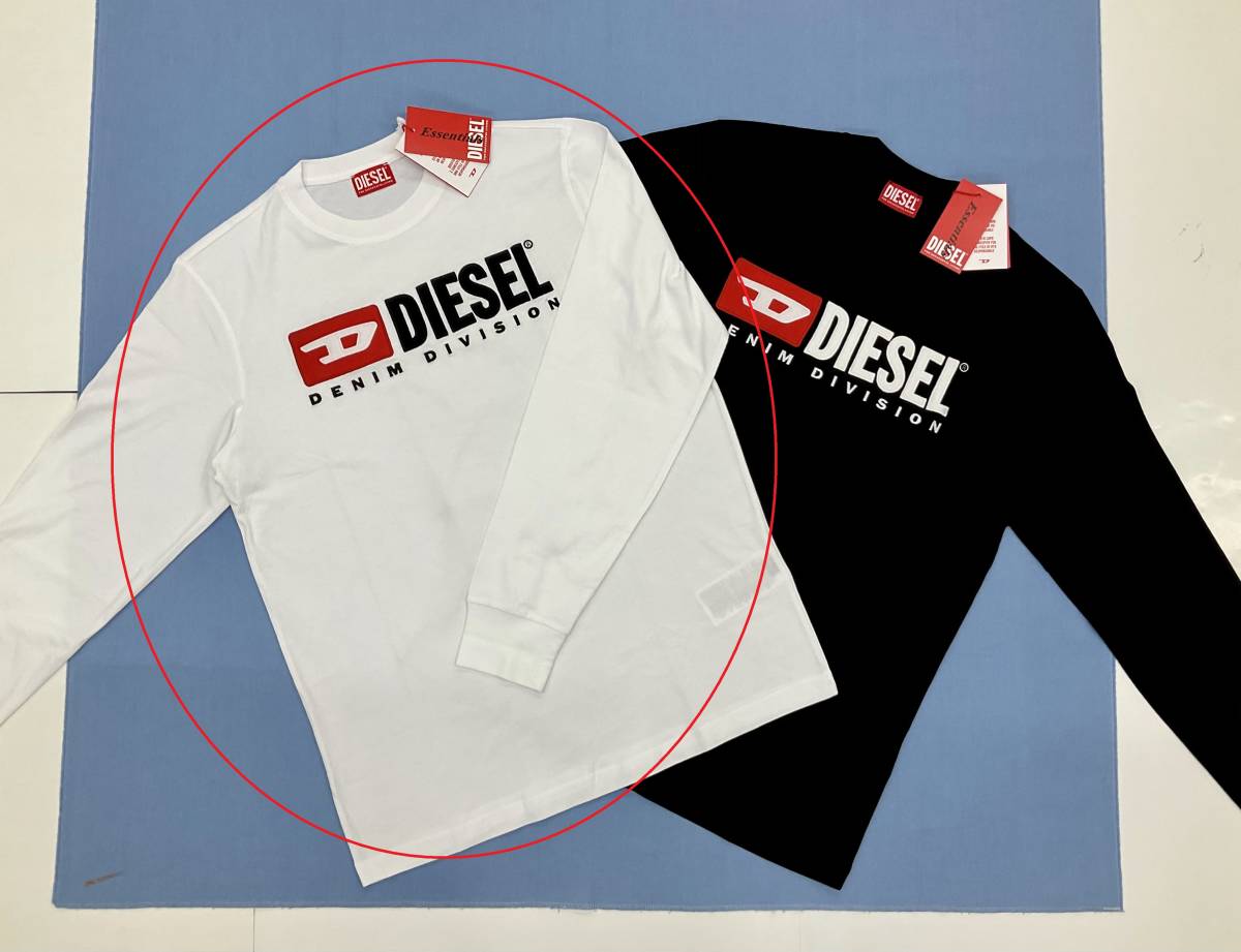 ディーゼル　長袖Tシャツ 20B23　XLサイズ　ホワイト　新品 タグ付　ロゴ クラッシック　DIESEL　T-JUST-LS-DIV　A03768 0GRAI　ギフトにも