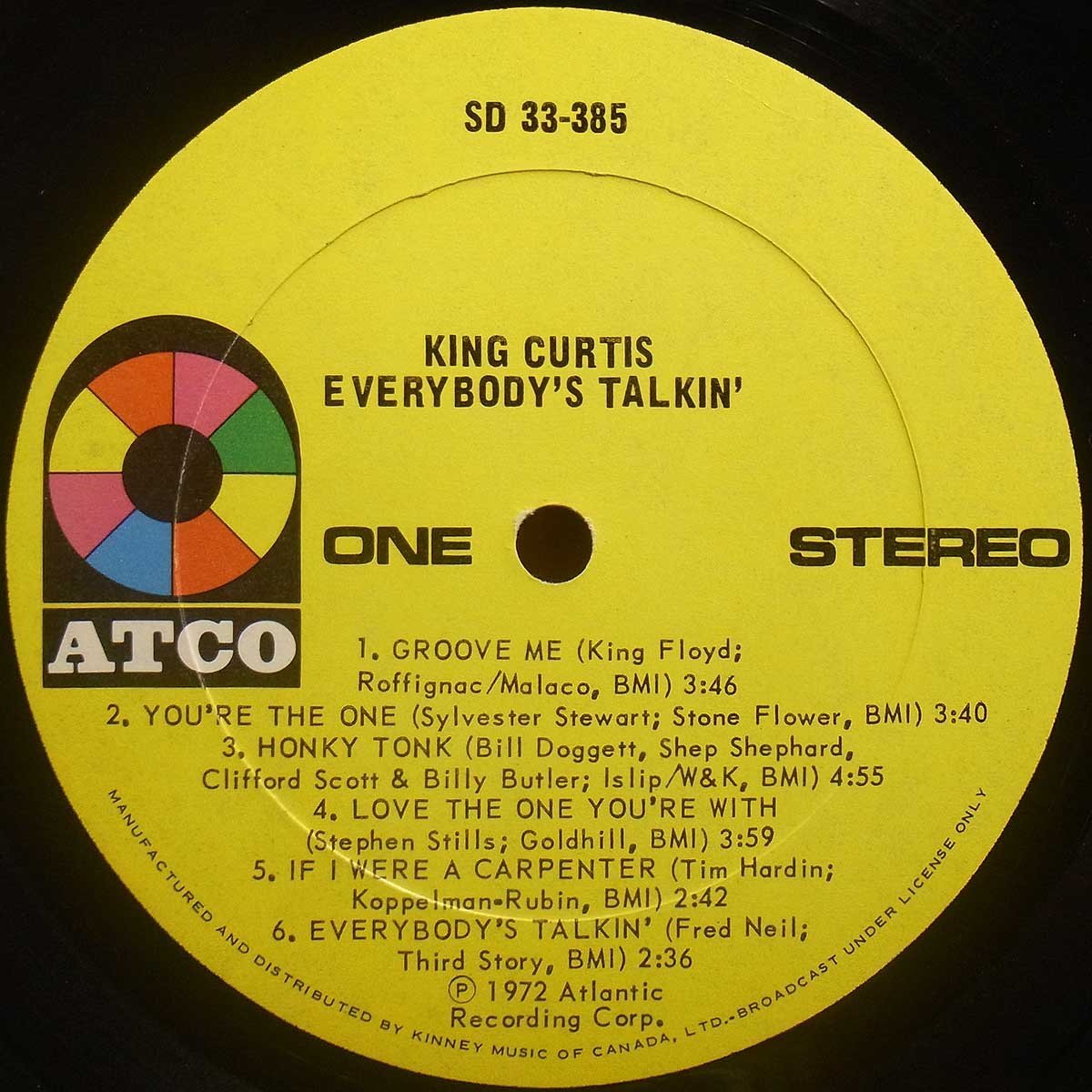 ◆美盤!A面約7mm/B面約6mmダブル洗浄済!★King Curtis(キング・カーティス)『Everybody's Talkin'』 CANオリジLP #61188_画像3