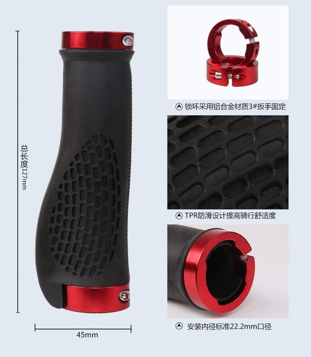 自転車 グリップ 22.2mm 汎用 ハンドル レッド エルゴン アルミバーエンドキャップ付 サイクリング マウンテン MTB クロス バイク エンド_画像7