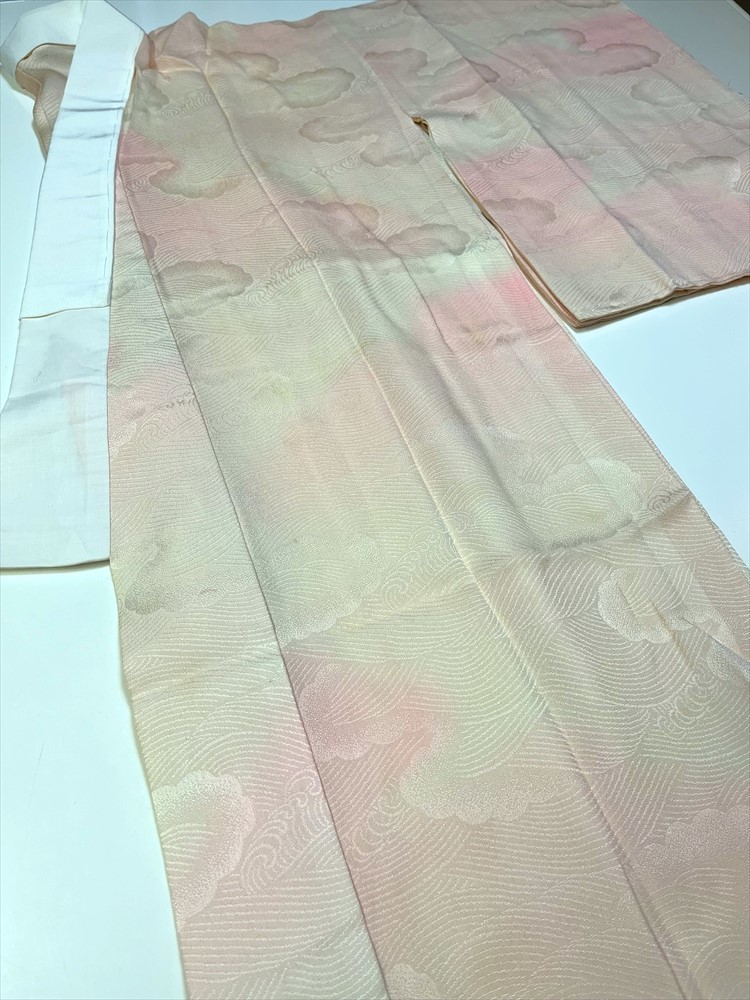  цветок ..* утилизация длинное нижнее кимоно половина нижняя рубашка совместно 5 листов Ремейк-материал шелк полиэстер белый розовый .. маленький цветок 231104