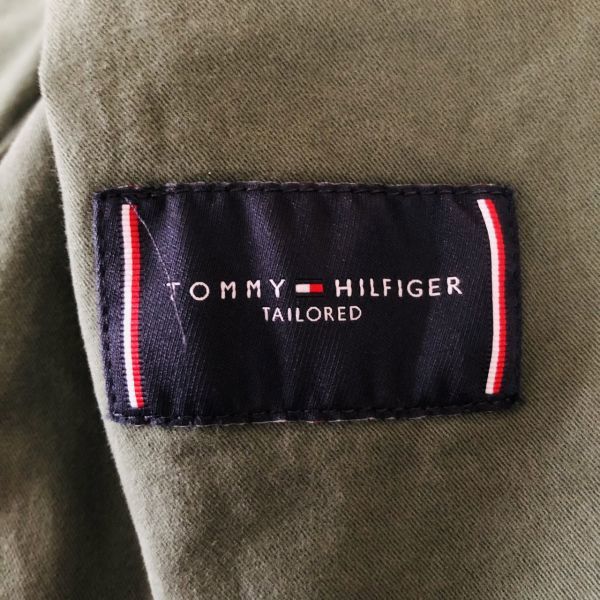 トミーヒルフィガー『大人の色気』TOMMY HILFIGER スーツ　セットアップ　テーラードジャケット　L　カーキ　コットン　サイドベンツ_画像3