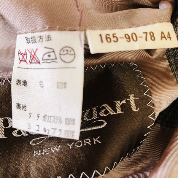 ポールスチュアート『紳士の品格』Paul Stuart スーツ　セットアップ　テーラードジャケット　S　ブラウン　総裏　サイドベンツ　ウール_画像8