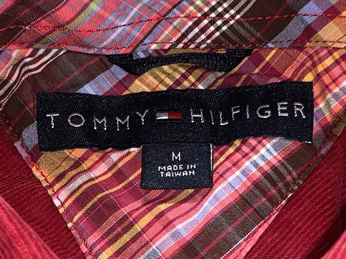 TOMMY HILFIGER 長袖 コーディロイ BD シャツ L 赤_画像4