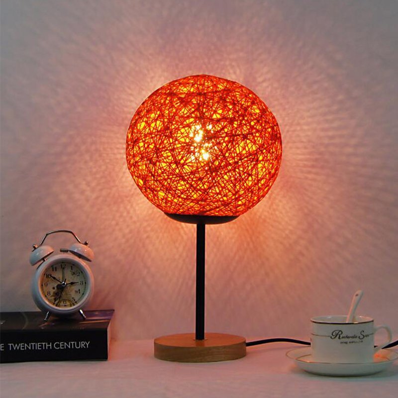 美品　卓上ライト INS風　麻縄ランプシェード　アイデア　装飾ライト　照明器具　ベッドライト　　オレンジ