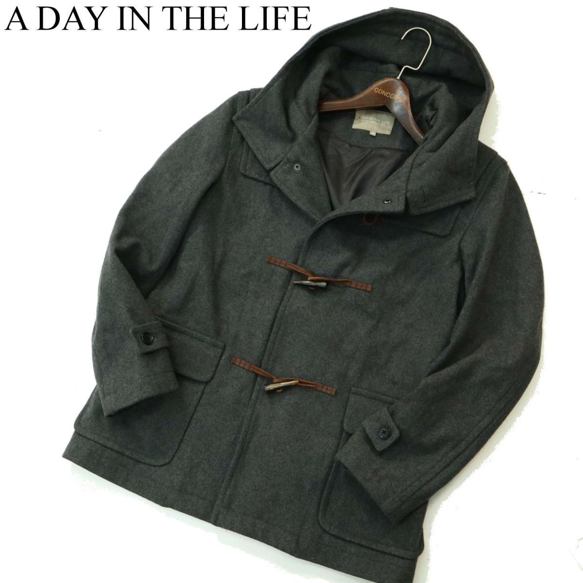 A DAY IN THE LIFE ユナイテッドアローズ 秋冬 メルトン ウール★ ダッフル コート Sz.XL　メンズ グレー 大きいサイズ　A3T12556_A#N_画像1